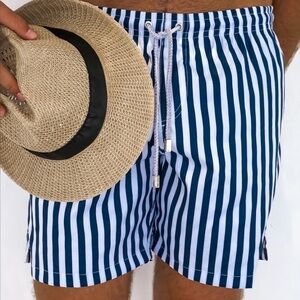 NEW! THE NAUTI BY NATURE SWIM TRUNKS Men's Blue Striped Swim Shorts Sz XL